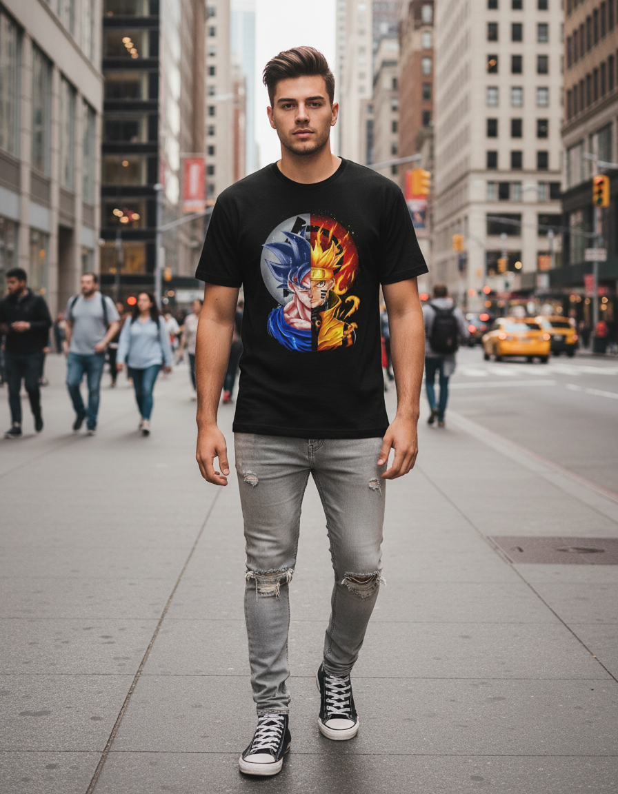 Naruto vs Dragon Ball Z | DTF Printed | Classic Crew T-Shirt