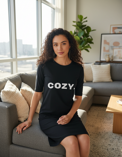 Cozy | DTF Printed | T-Shirt Dress